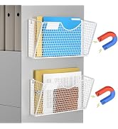 MFTEK Magnetic File Holder 2 Pockets File Folder Organizer, Office Hanging Magazine Rack for File...