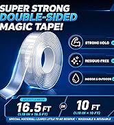 Heavy Duty Nano Double Sided Tape, Removable No Residue Wall Mounting Tape, Washable Reusable Wat...