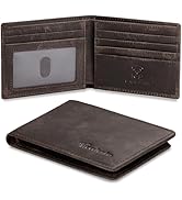 Real Leather Mens Bifold Wallet RFID Blocking Slim Minimalist Front Pocket - Thin & Stylish with ...