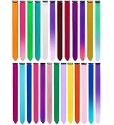 LADYAMZ 25 PCS Colored Hair Extensions, Colorful Party Highlights Multicolors Clip in Hair Extens...