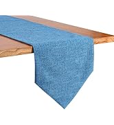 Burlap Farmhouse Cotton Linen Table Runner, Rustic Woven Solid Color Table Runner for Dining, Kit...