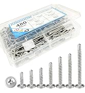 480pcs #8 Self-Tapping Screws for Metal, Wood, Plastic - 7 Size Kit 410 Stainless Steel Sheet Met...