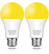 Dusk to Dawn A19 120V E26 Base 12W(100W Equivalent) Yellow Bug Light Bulb | 1100Lm 1800K, Auto On...