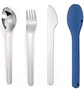 DZRZVD Camp Flatware Sets - Stainless Steel Spoon Fork Knife & Silicone Storage Cover - Ultraligh...