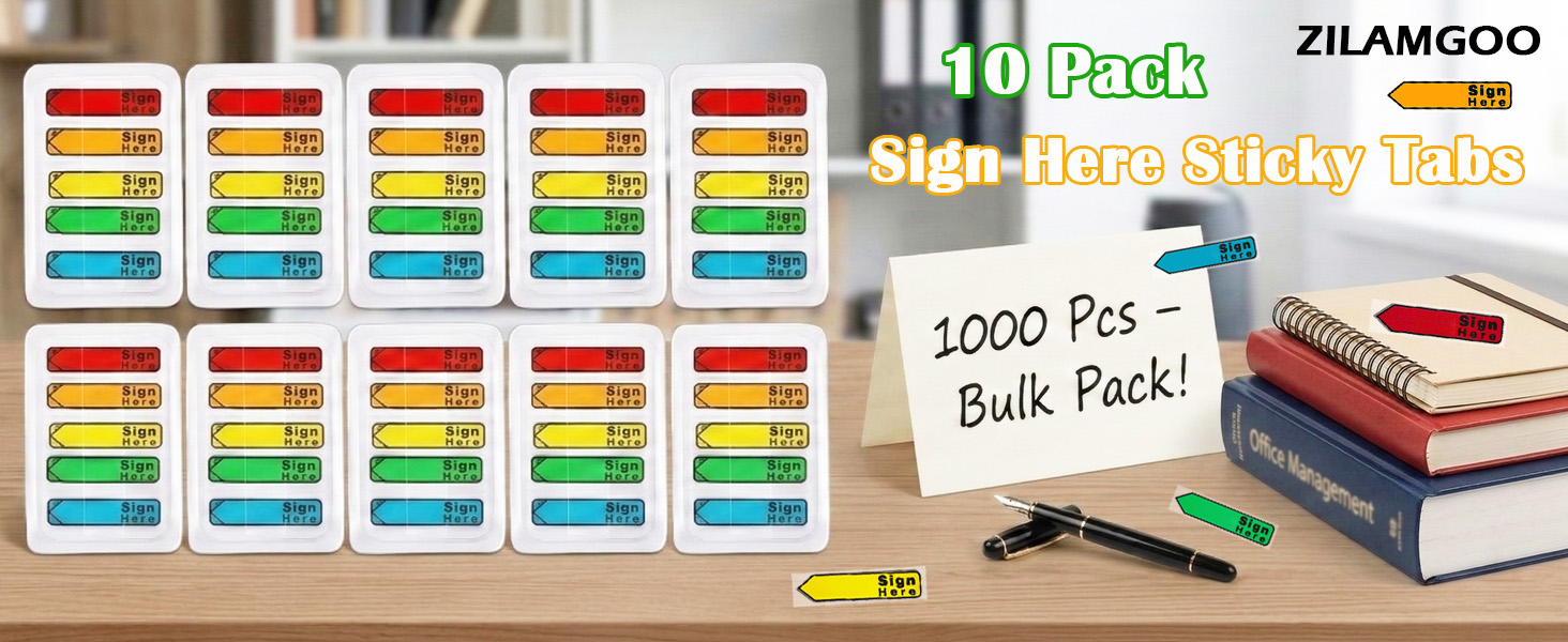 10 pack sign here sticky tabs