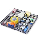 WuGeShop Expandable Office Desk Organizer, 7 compartments Mesh Desk Drawer Organizer Desk Organiz...