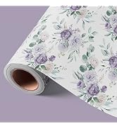 VCOOHM Reversible Purple Floral Wrapping Paper Roll - 17 Inches x 9.8 Feet, Gift Wrap with Floral...