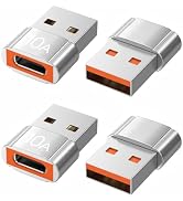 HOWJIM USB to USB C Adapter 4 Pack,10A 200W Fast Charging Data Transfer | USB C Female to A Male ...