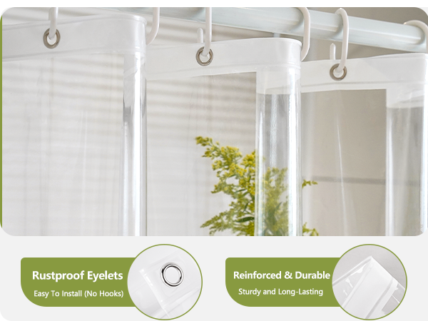Seenus Bathroom PEVA Clear Shower Curtain Liner Weighted with 3 Large Magnets