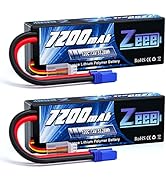 Zeee 2S Lipo Battery 7200mAh 7.4V 120C Hard Case RC Battery with EC5 Connector for RC Car Truck R...