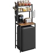 MAHANCRIS Bakers Rack with Mini Fridge Shelf, 3-Tier Microwave Stand, Coffee Bar Station with Pap...