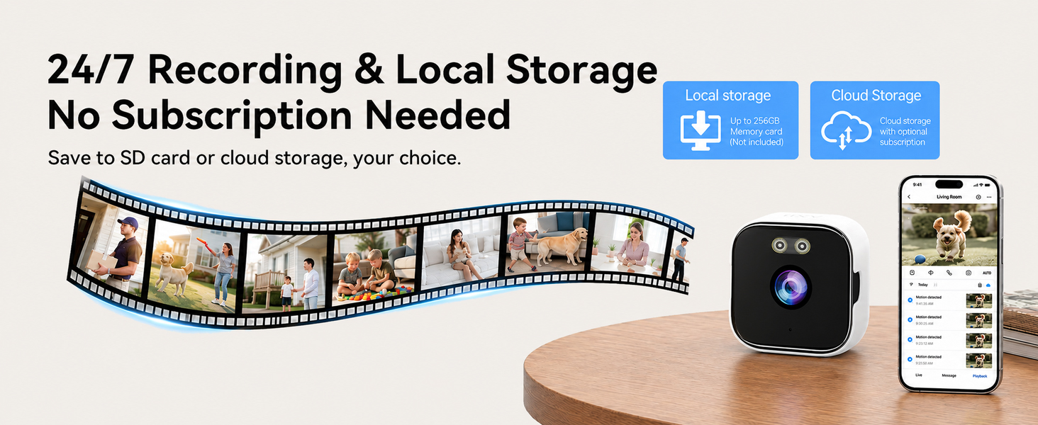 24/7 Recording & Local Storage No Subscription Needed