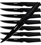 Astercook Steak Knives, Steak Knives Set of 8, Dishwasher Safe High Carbon Stainless Steel Serrat...