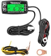 Yooreal Digital Tach Hour Meter,Temperature Gauge,Backlit Tachometers,Internal/External Battery-P...