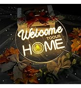 Welcome Home Neon Signs for Front Door, Neon Lights USB Led Wall Hanging Timeable Fall Decor With...