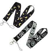 Yansitu Black Moon and Star Keychain Lanyard for ID Badges Holder Cool Goth Lanyard for Men Women...