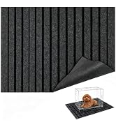 Mluyeri Dog Crate Mat 47"x32" Extra Thick Waterproof Non-Slip Kennel Pad, Absorbent Striped Desig...