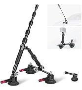 FIFIELD Triple Suction Cup Car Mount Kit with 2in1 Selfie Stick, CNC Machined Quick Release Adjus...