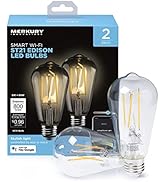 Merkury Innovations ST21 LED Smart Edison Bulb with Voice Control, Hub Compatible, Voice Controll...
