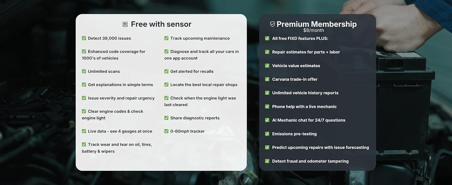 Free app included OBD2 scanner Bluetooth supports basic scanning with no subscription required