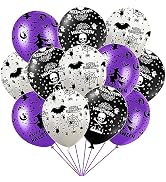 HADCKJA Halloween Balloons Halloween Party Supplies with Black Skull White Bat Purple Witch Hallo...