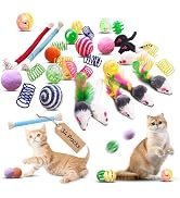 YULOYI Cat Toys for Indoor Cats, 34 Packs Interactive Cat Toy Set with Colorful Springs Toys, Mou...