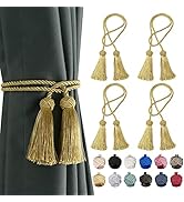 BEL AVENIR 4 Pack Curtain Handmade Tiebacks Decorative Curtain Holdbacks with Tassel (Gold, 4 Pack)