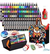 Aen Art 60 Colors Brush Tip Acrylic Markers, Water-Based Acrylic Paint Pens for Glass, Stone, Fab...