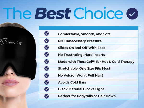 TheraICE Headache Hat migraine mask—cooling therapy for pain, tension, sinus, puffy eyes