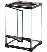 REPTIZOO Mini Reptile Glass Terrarium Tank 8"x8"x12", Front Opening Door Full View Visually Appea...