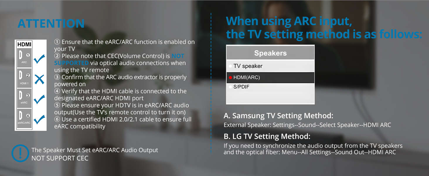 HDMI eARC to Optical Audio Adapter