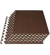 ProsourceFit Wood Grain Puzzle Mat 1/2-in, 6 EVA Foam Interlocking Floor Tiles (24SQ FT) for Exer...