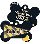 Harry Potter Hufflepuff Flag Dog Tag, Wizarding World of Hogwarts Pet ID Tag Engraved with Name P...