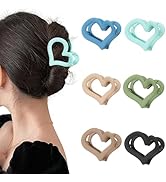 Ufgin 6 Pcs Heart Hair Claw Clips for Women-Medium Matte Nonslip Hair Jaw Clips Heart Hair Clips ...