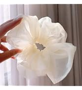 White Tulle Hair Scrunchies Soft Hair Ties Fashion Hair Bands Hair Bow Ropes Hair Elastic Bracele...
