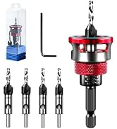 Countersink Drill Bits Set - 4PCS HSS M2 Tapered Bits and Adjustable Depth Stop Collar, 1/4" Hex ...