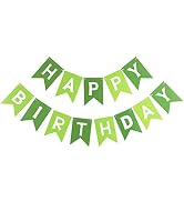 Eaezerav Green Happy Birthday Banner - Greenery Party Supplies Bunting for Birthday Garland and N...