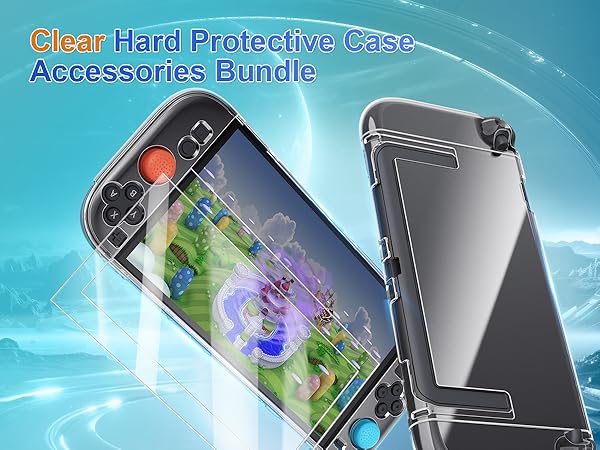 Clear Hard Protective Case Accessories Bundle