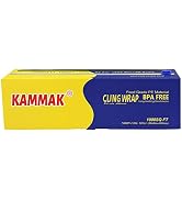 KAMMAK Plastic Wrap with Slide Cutter - 12 Inch Food Service Cling Film Roll - Clear Refillable S...