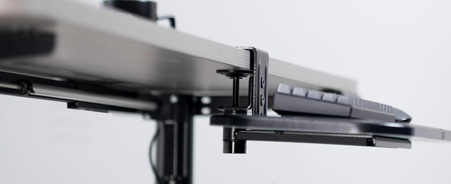 Single Clamp Rotating Keyboard Tray