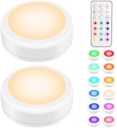 BLS LED Puck Lights with Remote Control, RGB 13 Color Changing Under Cabinet Lighting Wireless, A...