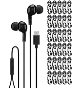 Onyx 30-Pack USB C Wired Earbuds with Microphone, Type C in-Ear Headphones with Volume Control, B...