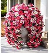 HyeFlora Artificial Flowers for Outdoors, 2pcs Faux Silk Pansies Flowers UV Resistant Fake Hangin...