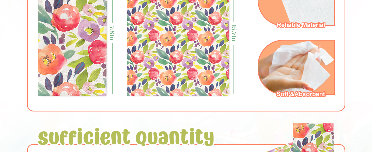 80 Pcs Floral Guest Napkins