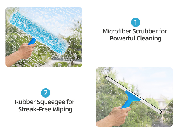 MR.SIGA Professional Window Squeegee & Microfiber Window Scrubber