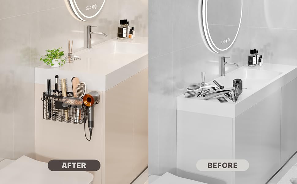 hair tool organizer for vanity