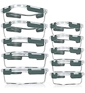 VERONES 10 Pack Glass Meal Prep Containers, Airtight Glass Lunch Containers, Stackable Glass Food...