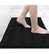 Grandaily Chenille Striped Bathroom Rug Mat, Extra Thick and Absorbent Bath Rugs, Non-Slip Soft P...