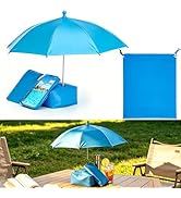 Babeezy Poolside Phone & Drink Shade Umbrella with Water-Fill Base Touchscreen Phone Pouch Adjust...