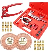 Eoppen 25 ft 3/16" + 1/4" Copper Coated Brake Line Kit(Includes 48 Fittings and 8 Unions) with Tu...